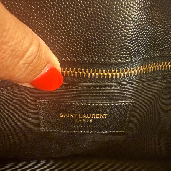 Saint Laurent Black Chevron Tote with Gold Accents - Picture 2 of 3